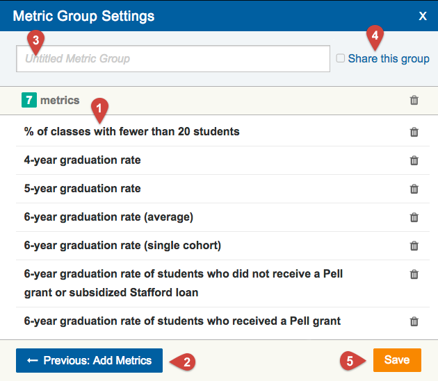 Metric Group Creator - Group Settings